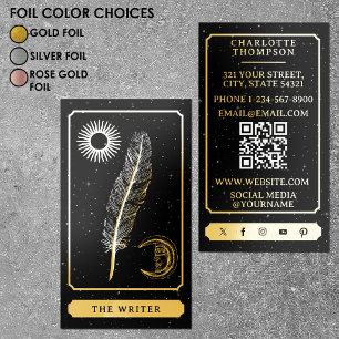 Celestial Tarot Mystical Black Writer Author Gold Foil Business Cards