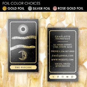 Celestial Tarot Reader Gold Snakes Psychic Gold Foil Business Cards