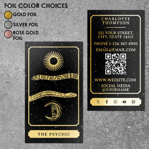Celestial Tarot Reader Gold Snakes Psychic Gold Foil Business Cards