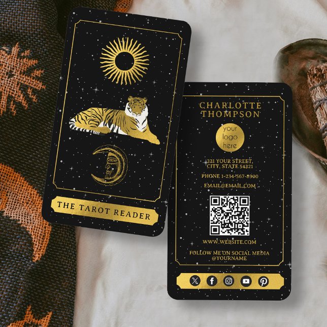 Celestial Tarot Reader Gold Tiger Energy Healer Business Card (Celestial Tarot Reader Gold Tiger Energy Healer Business Card)