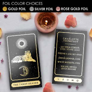 Celestial Tarot Reader Tiger Energy Healer Gold Foil Business Cards