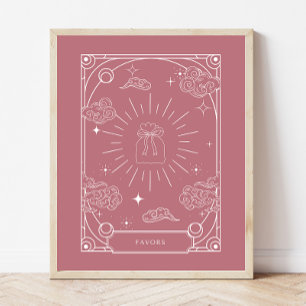 Celestial Tarot Rose Baby Shower Favors Sign