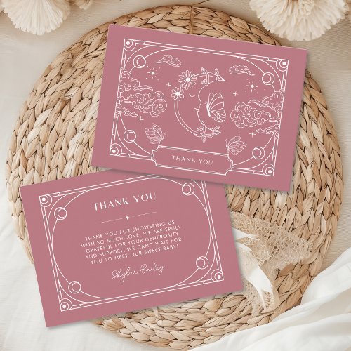 Celestial Tarot Rose Baby Shower Thank You Card