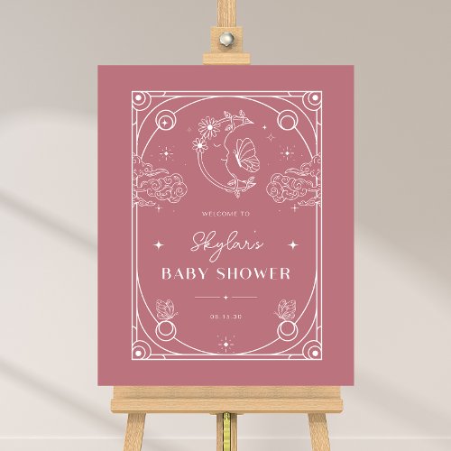 Celestial Tarot Rose Baby Shower Welcome Sign