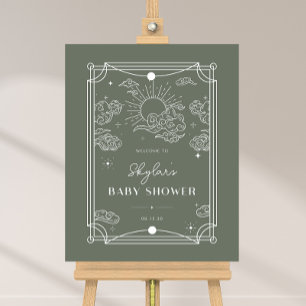 Celestial Tarot Sage Baby Shower Welcome Sign