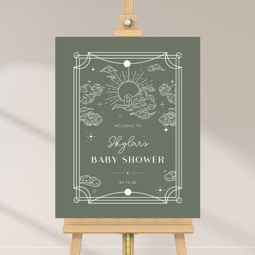 Celestial Tarot Sage Baby Shower Welcome Sign