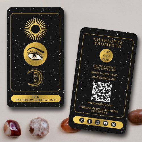 Celestial Tarot Sun Moon Eyebrow Specialist  Business Card