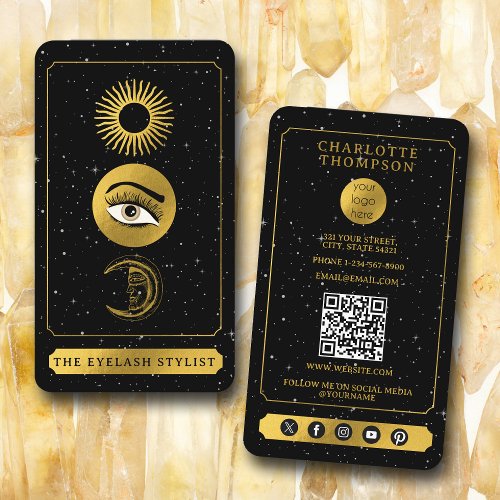 Celestial Tarot Sun Moon Eyelash Stylist Business Card