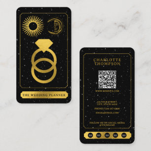 Celestial Tarot Sun Moon Wedding Planner Gold Business Card