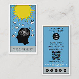 Celestial Tarot Sun Therapist Counselor Logo Business Card