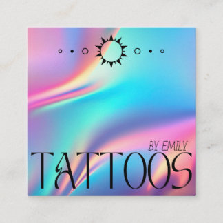 Celestial Tattoo Salon Moon Holographic Square Business Card
