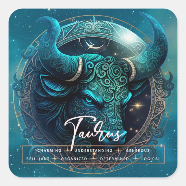 Celestial Taurus Fantasy Zodiac Sticker (Front)
