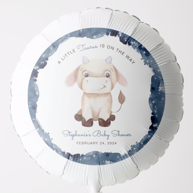 Celestial Taurus Watercolor Baby Shower  Balloon (Front)