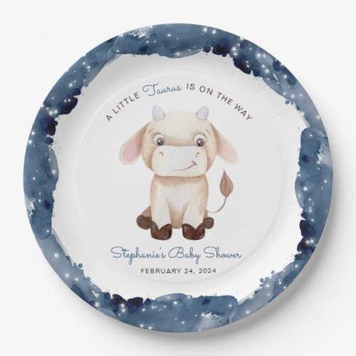 Celestial Taurus Watercolor Baby Shower  Paper Plates