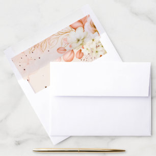 Celestial Terracotta Peach Floral Wedding Envelope Liner