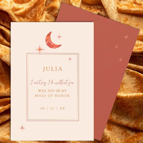 Celestial Terracotta wedding party proposal card