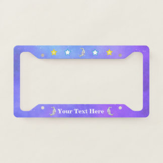 Celestial Theme Colorful Crescent Moons Stars Sky License Plate Frame
