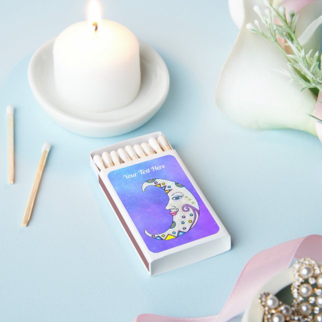 Celestial Theme Decorated Crescent Moon Purple Sky Matchboxes (Insitu)