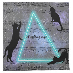 Celestial Three Music-Loving Black Cats Cloth Napkin