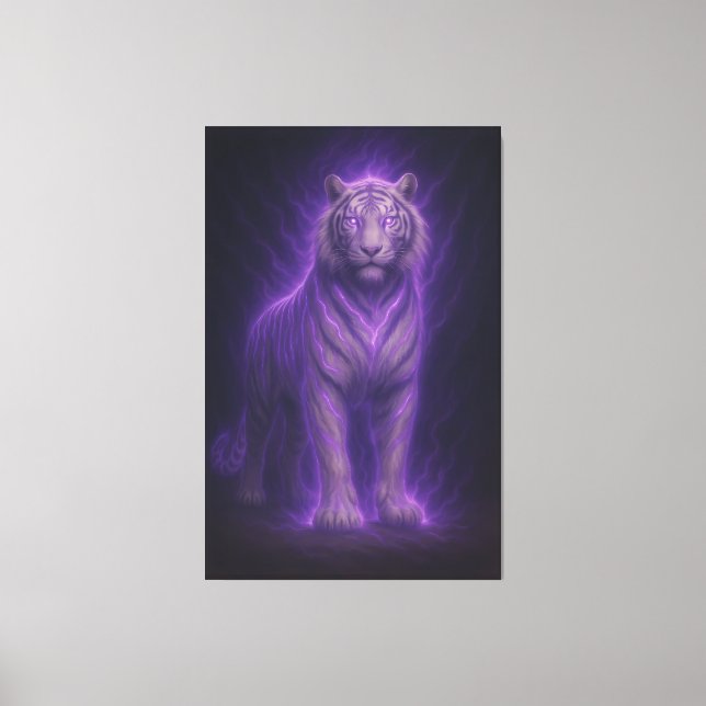 Celestial Thunder Purple White Tiger – High-End Fa Canvas Print (Front)