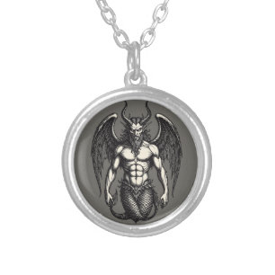 Celestial Tide Crocell Demon Illustration Silver Plated Necklace