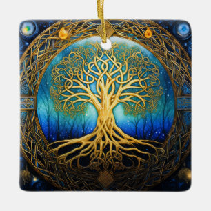Celestial Tree Of Life Celtic Knot Ceramic Ornament