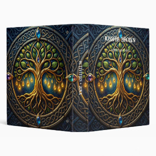 Celestial Tree of Light Celtic Golden Tree of Life 3 Ring Binder