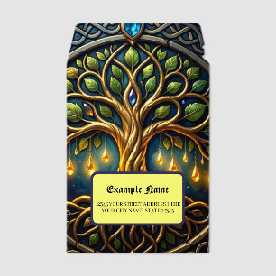 Celestial Tree of Light Celtic Golden Tree of Life Envelope Mailers