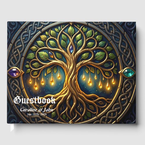 Celestial Tree of Light Celtic Golden Tree of Life Guest Book
