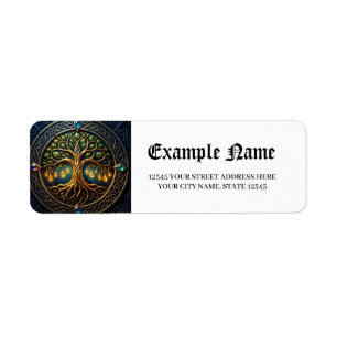 Celestial Tree of Light Celtic Golden Tree of Life Label