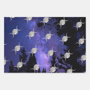 Celestial Triple Moon wrapping paper