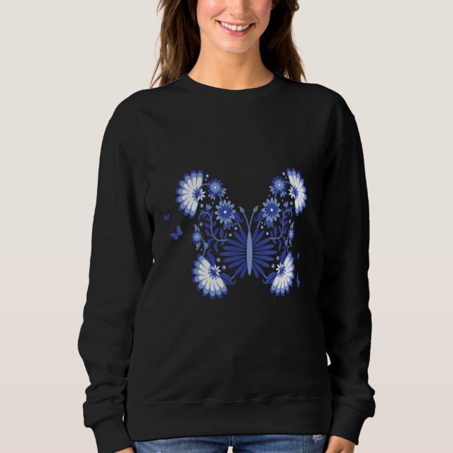 Celestial Tropics Navy Butterfly Sweatshirt (Front)