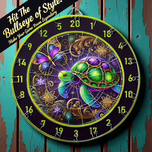 Celestial Turtle Butterfly Rustic Wall Decor Dart Board (Creator Uploaded)