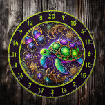 Celestial Turtle Butterfly Rustic Wall Decor Dart Board<br><div class="desc">This celestial turtle and butterfly artwork is perfect for adding a magical touch to your fishing lodge or man cave. The turtle’s glowing shell and the butterfly’s radiant wings are surrounded by golden accents and a starry cosmic background. The vibrant colors and intricate details make it a fantastic centerpiece for...</div>