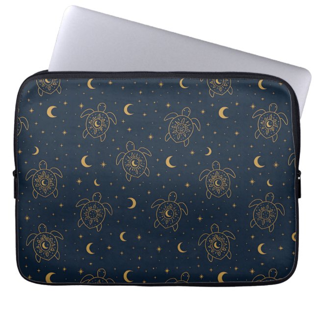 Celestial Turtle Night Pattern Laptop Sleeve (Front)