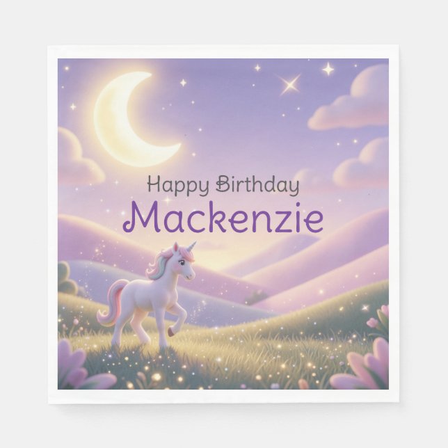 Celestial Unicorn Birthday Party Napkins (Front)