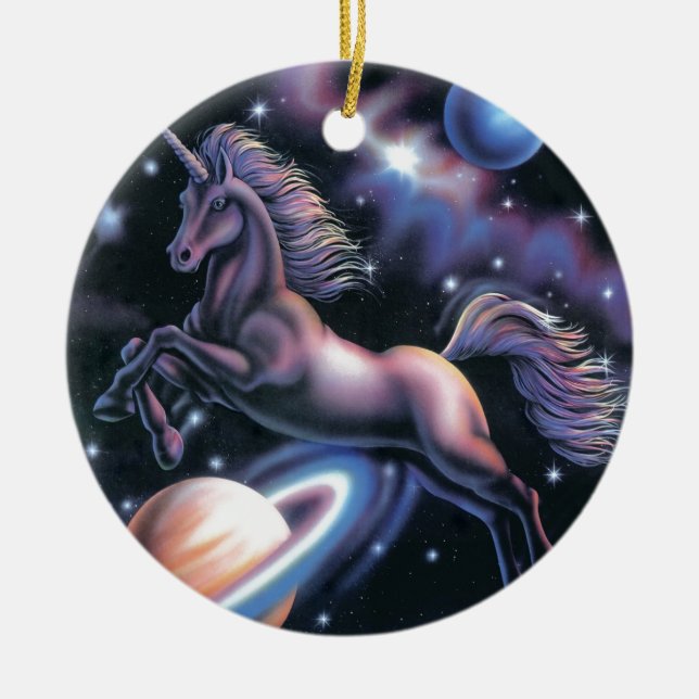 Celestial Unicorn Ceramic Ornament (Front)