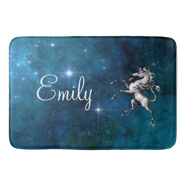 Celestial Unicorn Customizable  Bath Mat (Front)