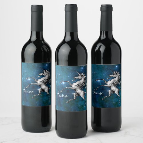 Celestial Unicorn Customizable  Wine Label