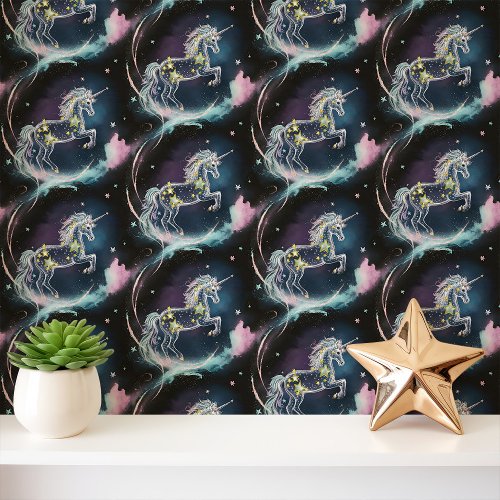 Celestial Unicorns In Starry Night Sky Wallpaper