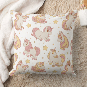 Celestial Unicorns & Stars Pattern Throw Pillow