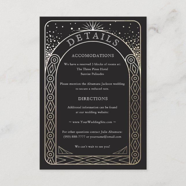 Celestial Union Wedding Details Card (Gold) (Front)