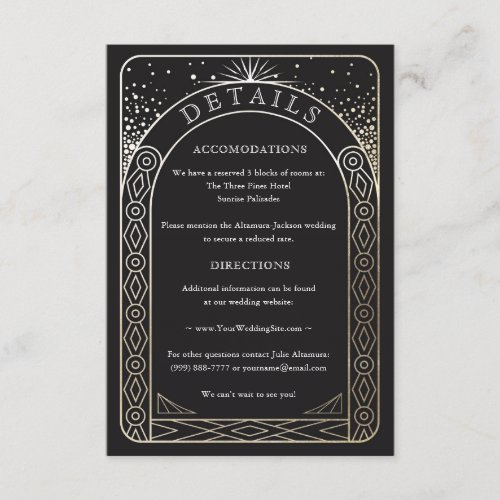 Celestial Union Wedding Details Card Gold