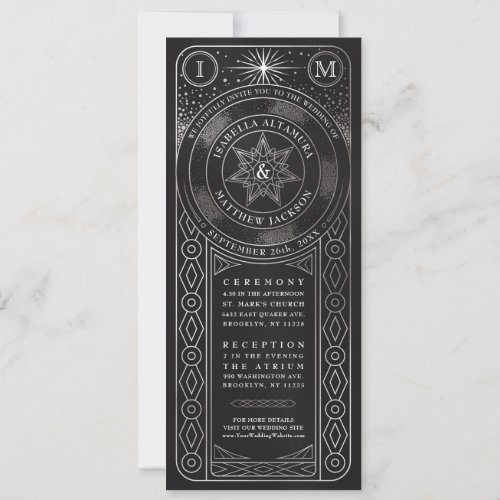 Celestial Union Wedding Invitiations Tall Silver Invitation