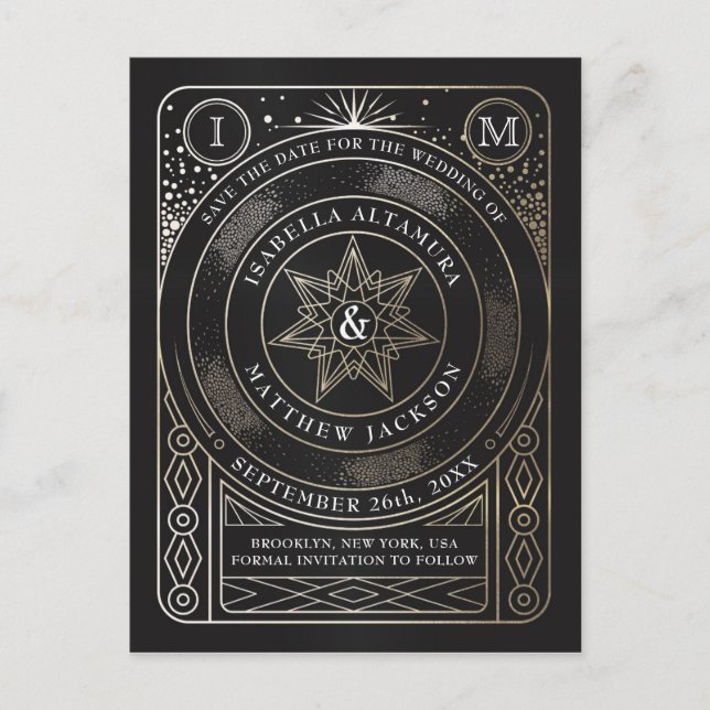 Celestial Union Wedding Save the Date Postcard (Front)