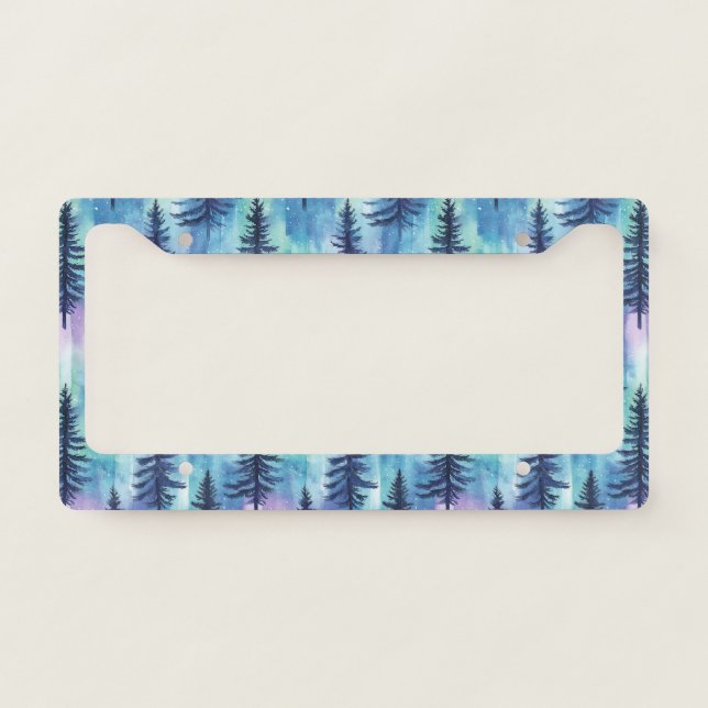 Celestial Veil: Aurora Waves in the Night Sky (3) License Plate Frame (Front)