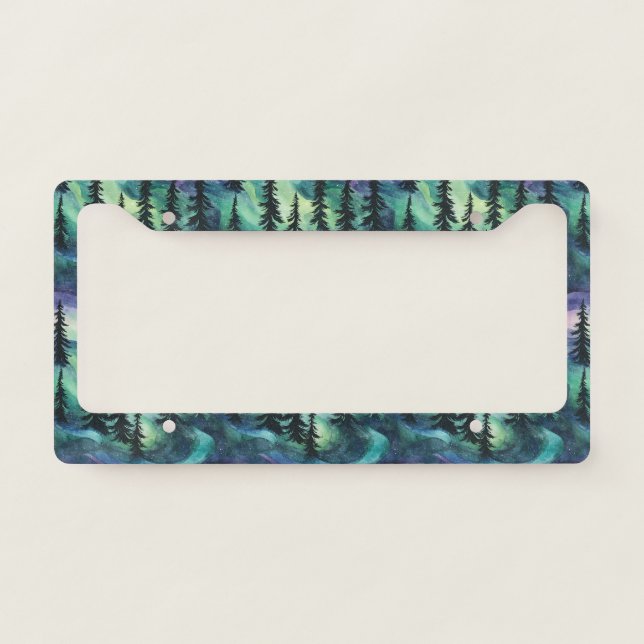 Celestial Veil: Aurora Waves in the Night Sky (5) License Plate Frame (Front)