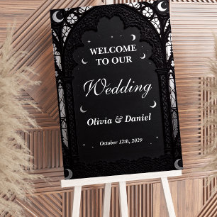 Celestial Velvet Lace Gothic Wedding Welcome Sign