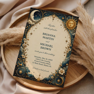 Celestial Vintage Botanical Moonlit Invitation