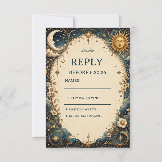 Celestial Vintage Botanical RSVP Card (Front)